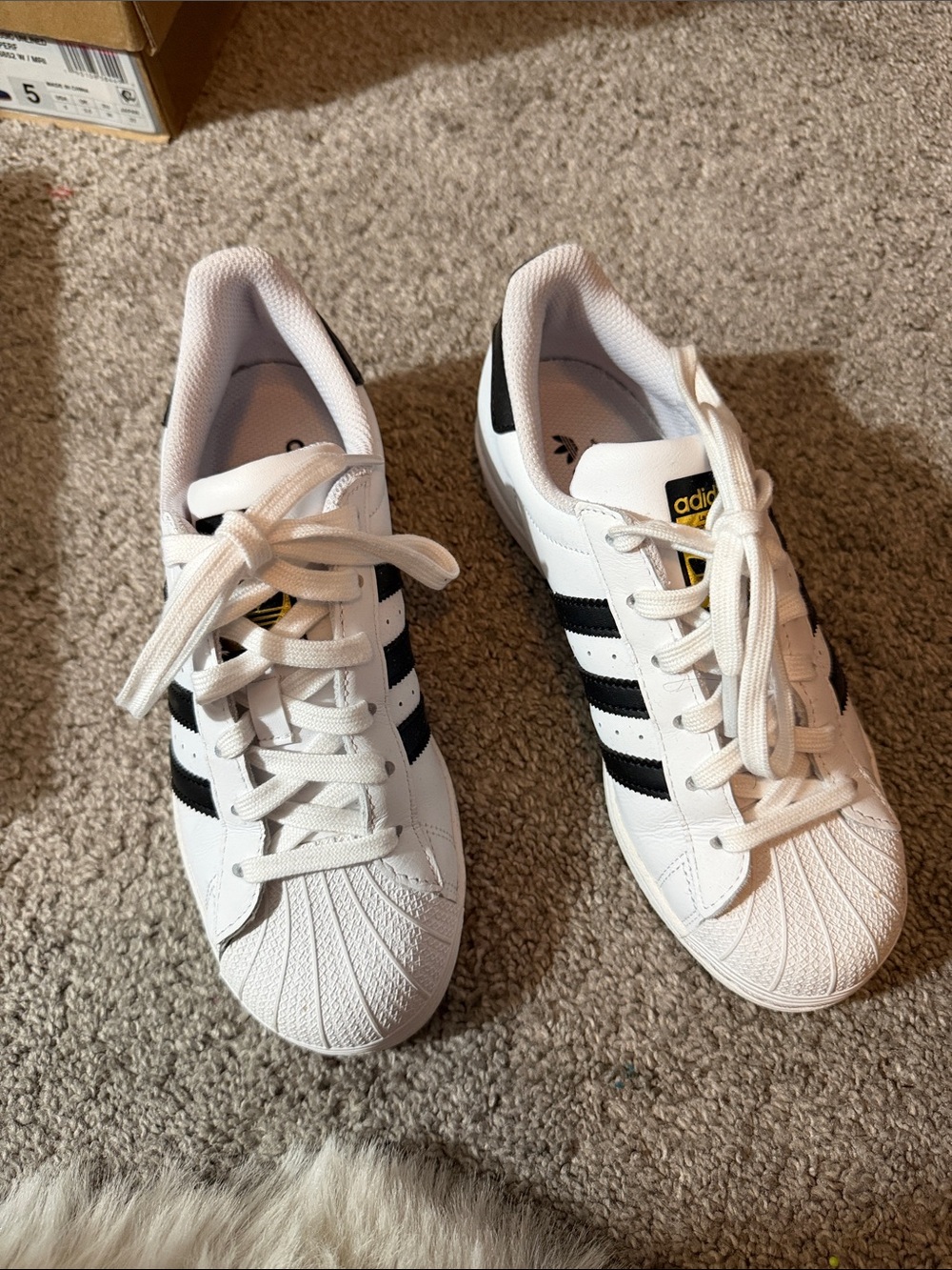 adidas White and Black Classic Shell-Toe Sneakers